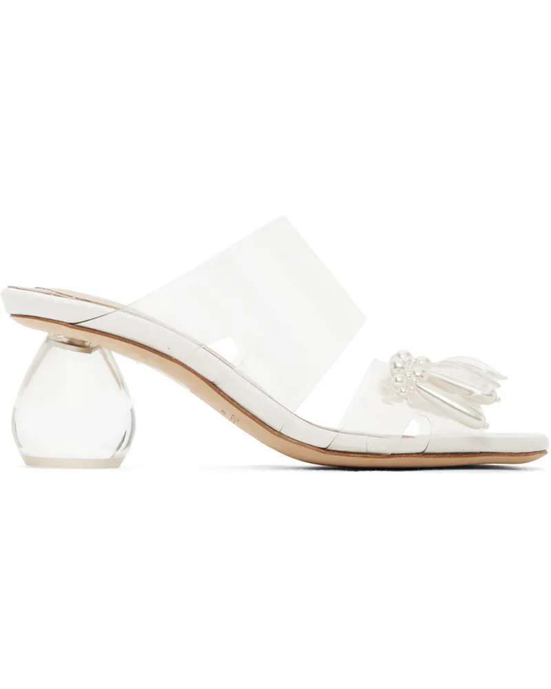 Simone Rocha Transparent & White Beaded Perspex Heeled Sandals Clear