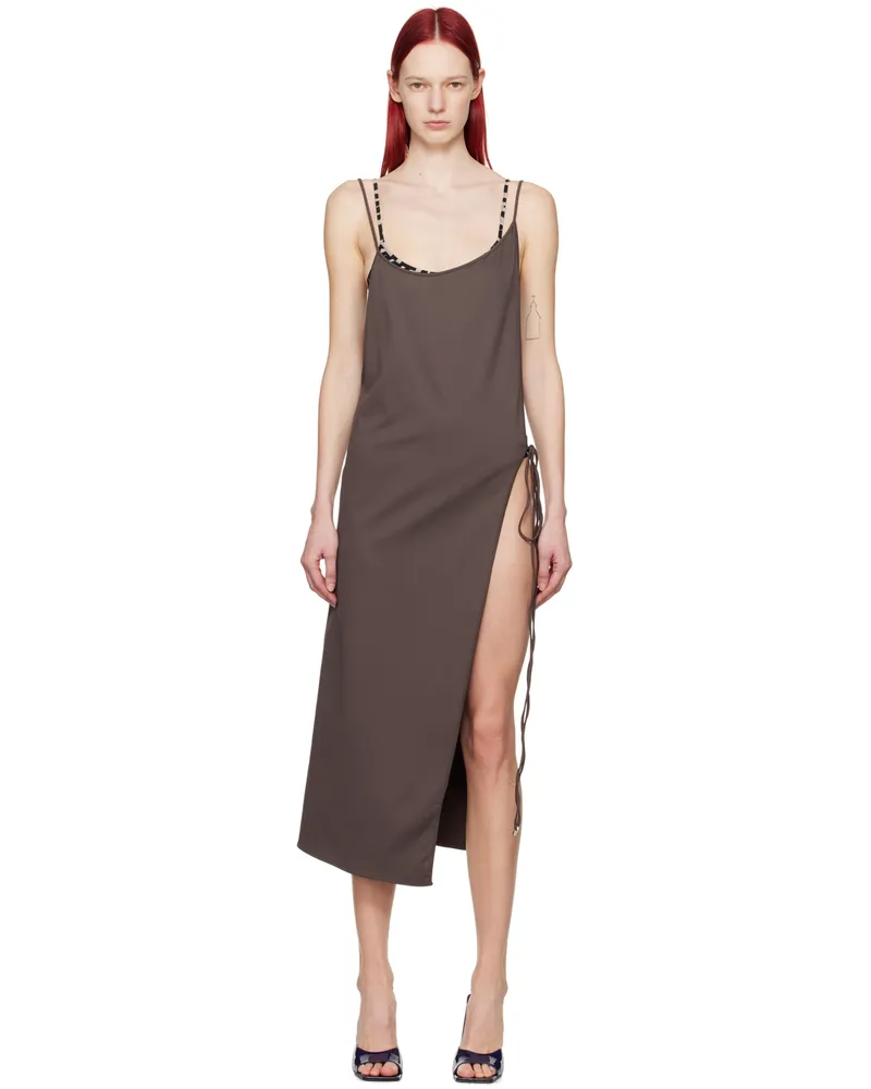ATTICO Brown Vented Midi Dress 644