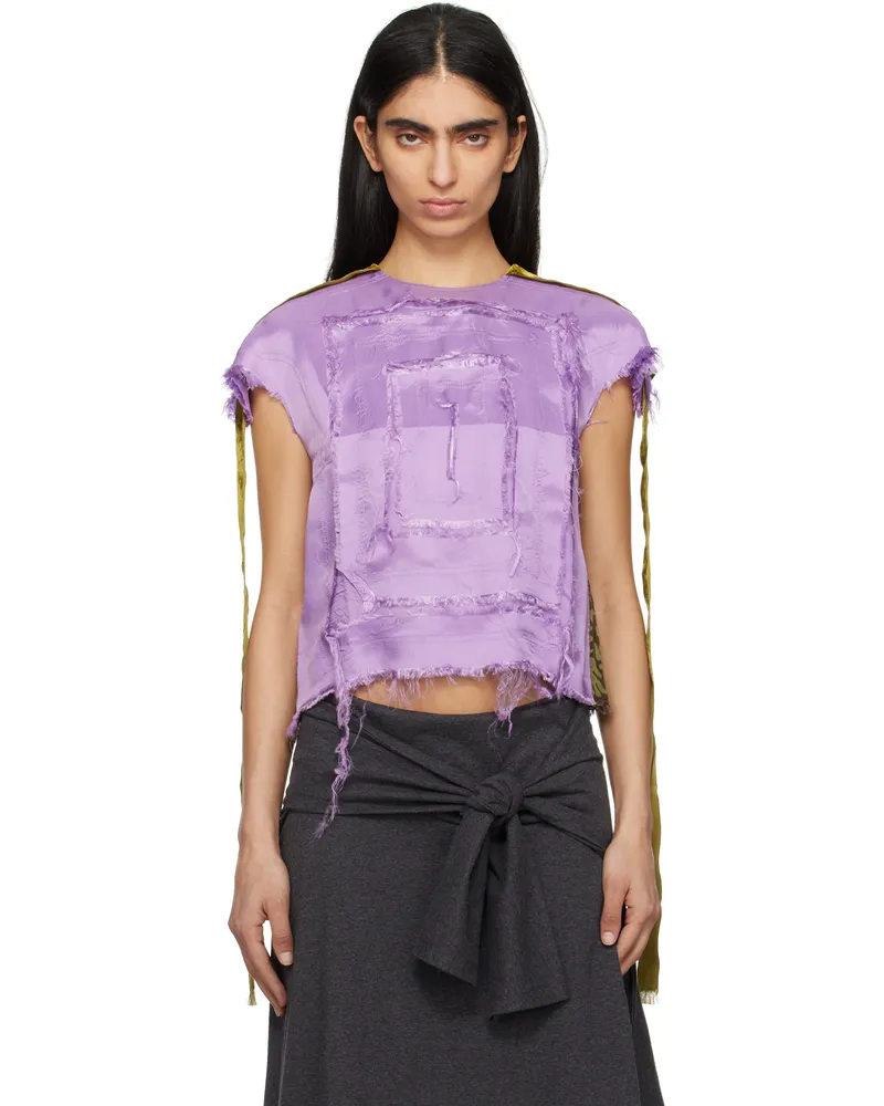 Edward Cuming Purple & Green 'Scratch The Itch' Top Lilac