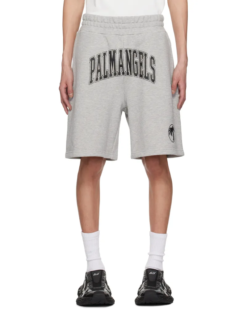 Palm Angels Gray College Palm Shorts Grey