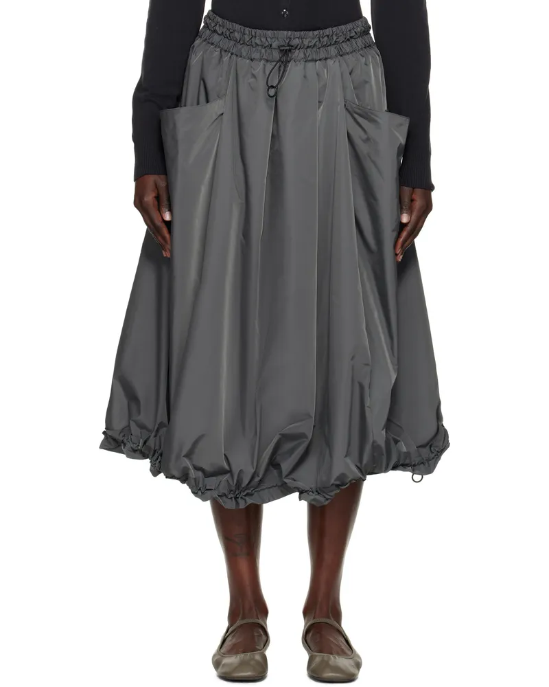 Yohji Yamamoto Gray PE Twill R-Volume Midi Skirt 1