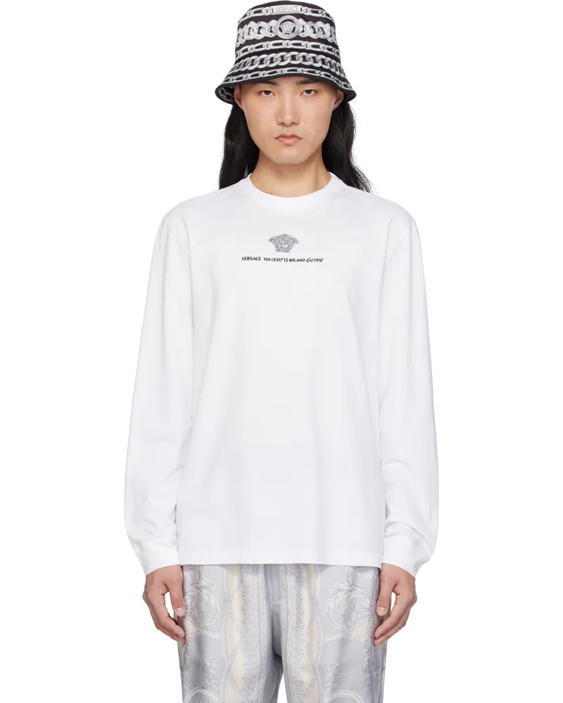 Versace White Embroidered Medusa T-shirt 1w000-optical