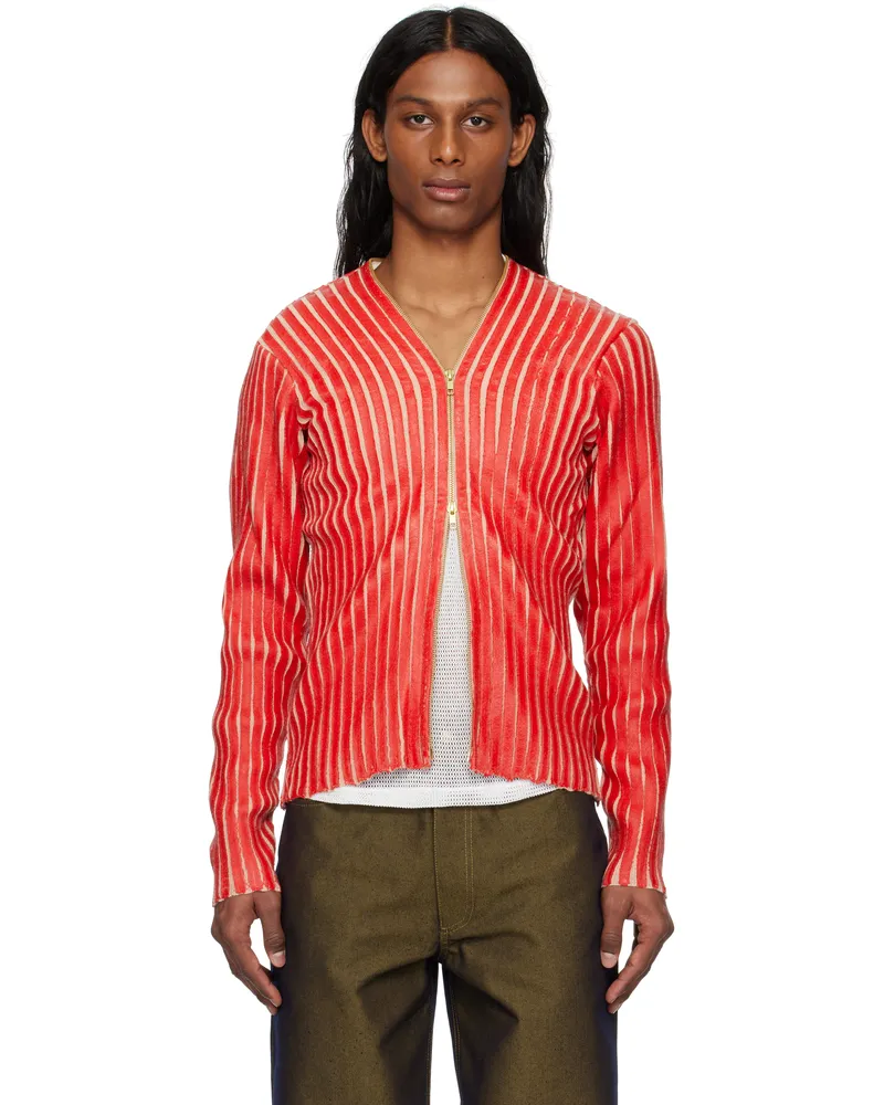 Stanley Raffington Red & Pink Plated Knit Jacket Red