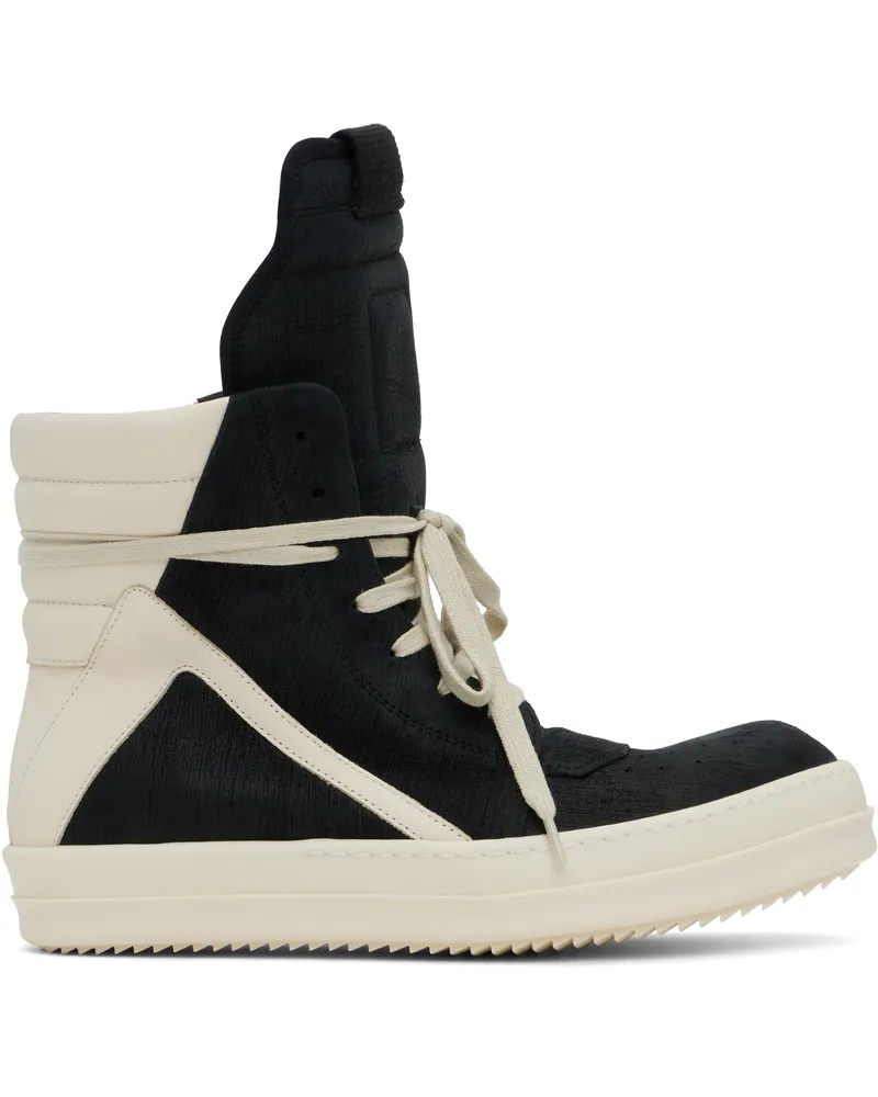 Rick Owens Black & Off-White Hollywood Geobasket Sneakers 911