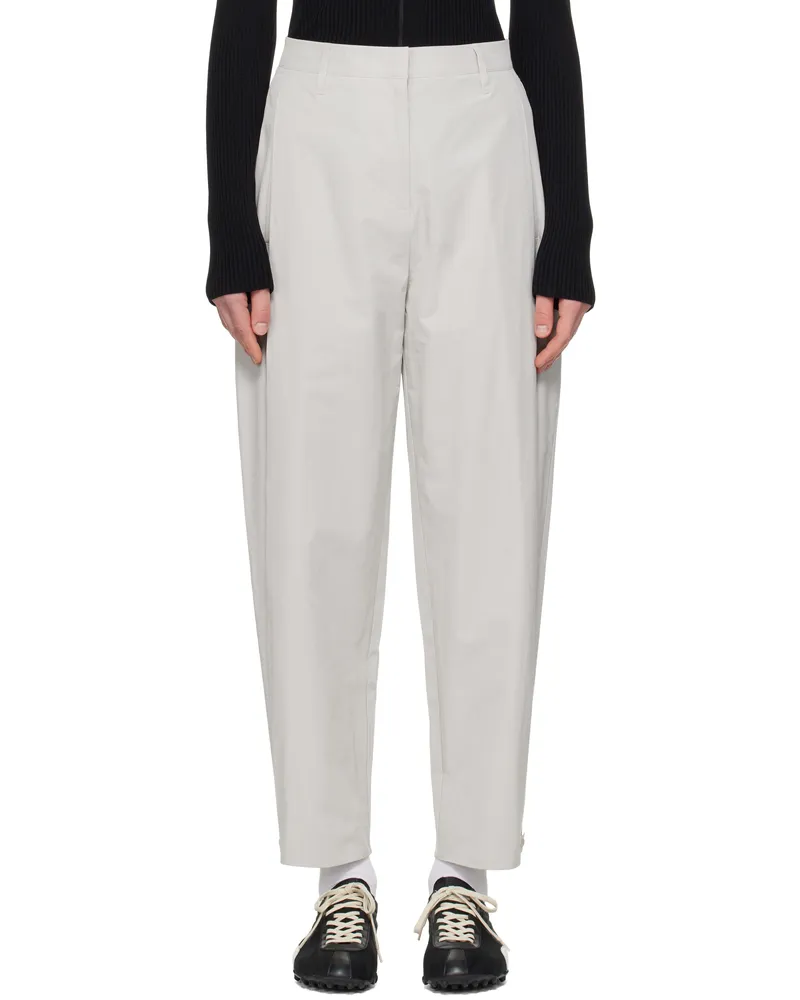 AMOMENTO Gray Button Garconne Trousers Grey