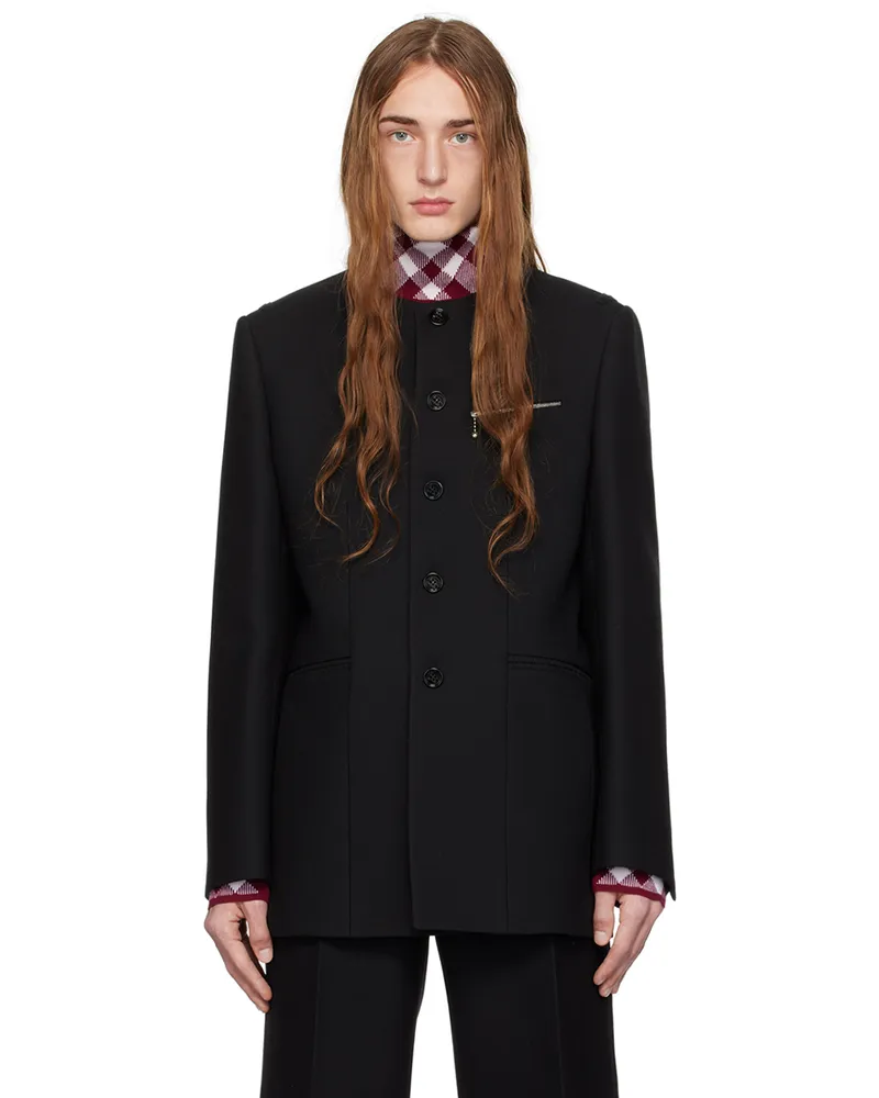 Burberry Black Button Blazer Black