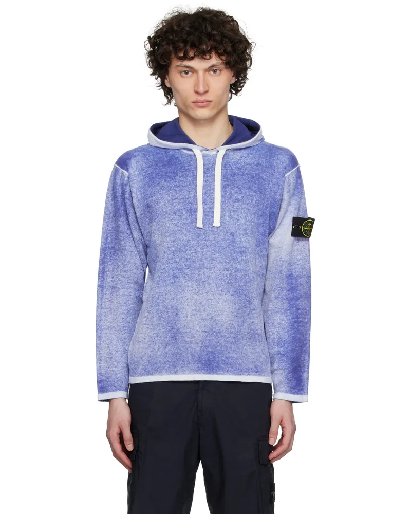 Stone Island Blue & Navy Raw Hand Light Reversible Hoodie V0028