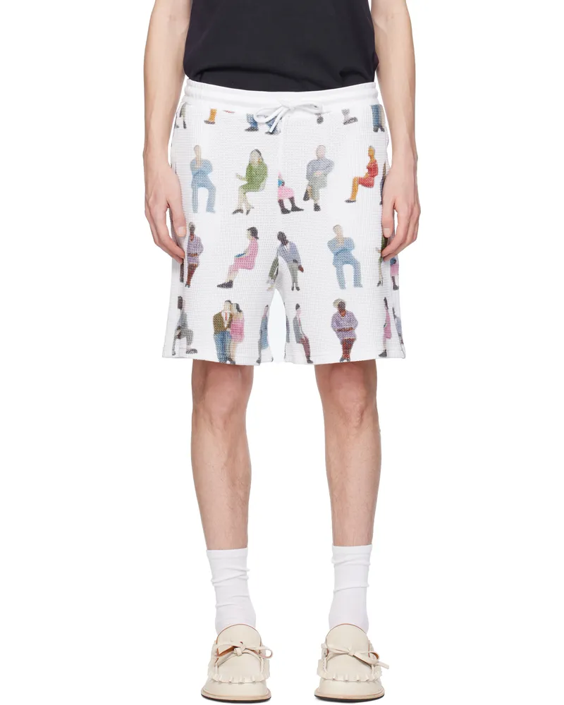 J.W.Anderson White Printed Waffle Shorts 001