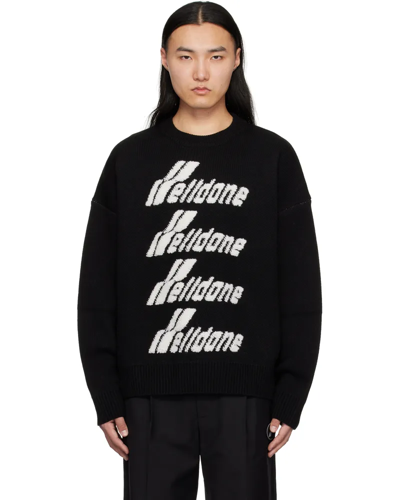 WE 11 DONE Black Logo Pile Knit Sweater Black