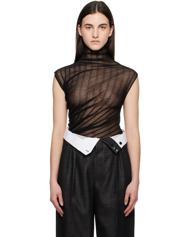 Victoria Beckham Black Sleeveless High Neck Bodysuit Black