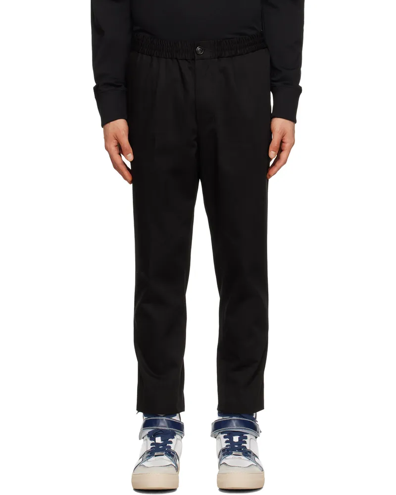 AMI Paris Black Elasticized Trousers Black