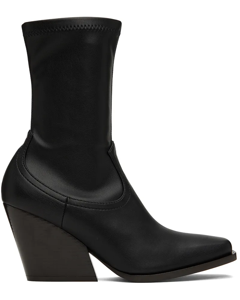 Stella McCartney Black Faux-Leather Cowboy Boots 1000