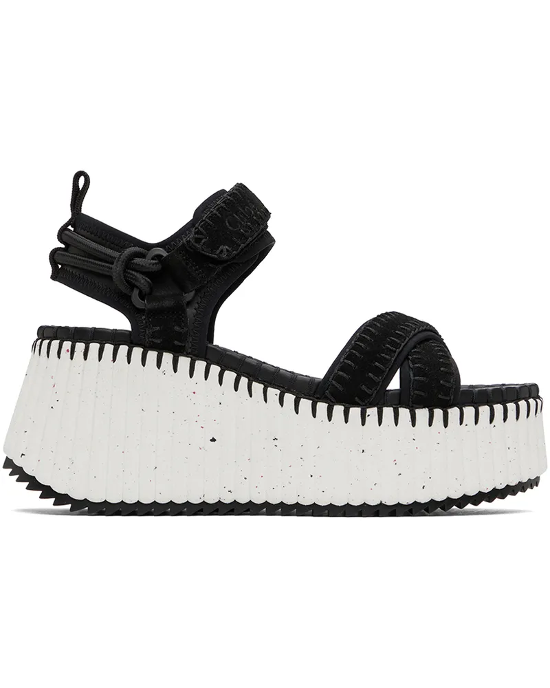 Chloé Black Nama Wedge Sandals 001