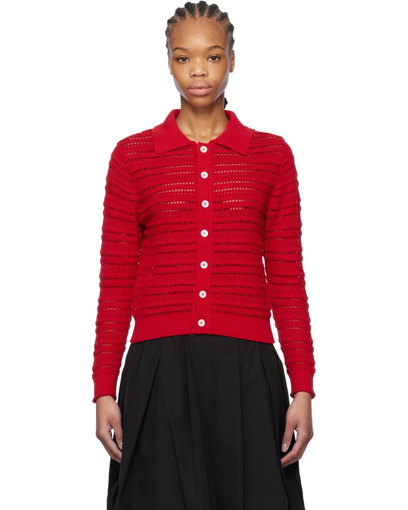 Dunst Red Open Collar Cardigan Red