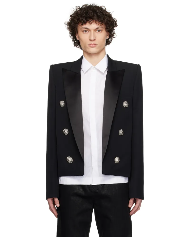Balmain Black 6 Lion Button Spencer Blazer Eap