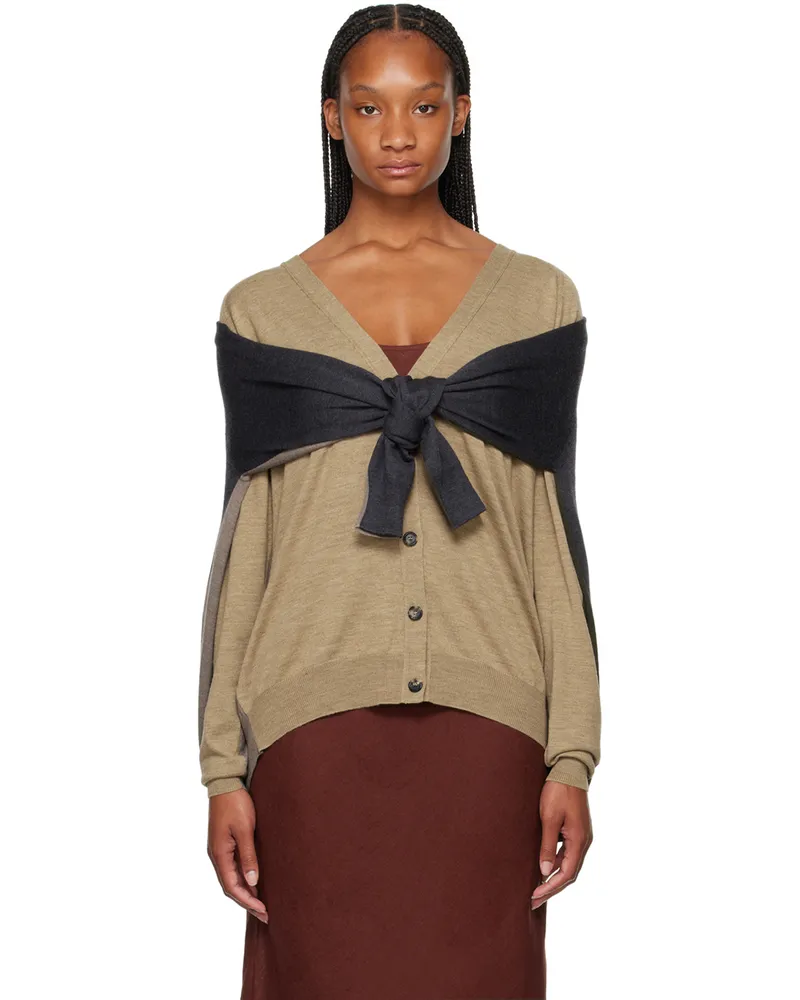 Moschino Beige & Gray Layered Cardigan 1091