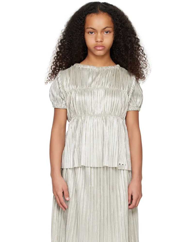 Marni Kids Silver Pleated Top 0m212