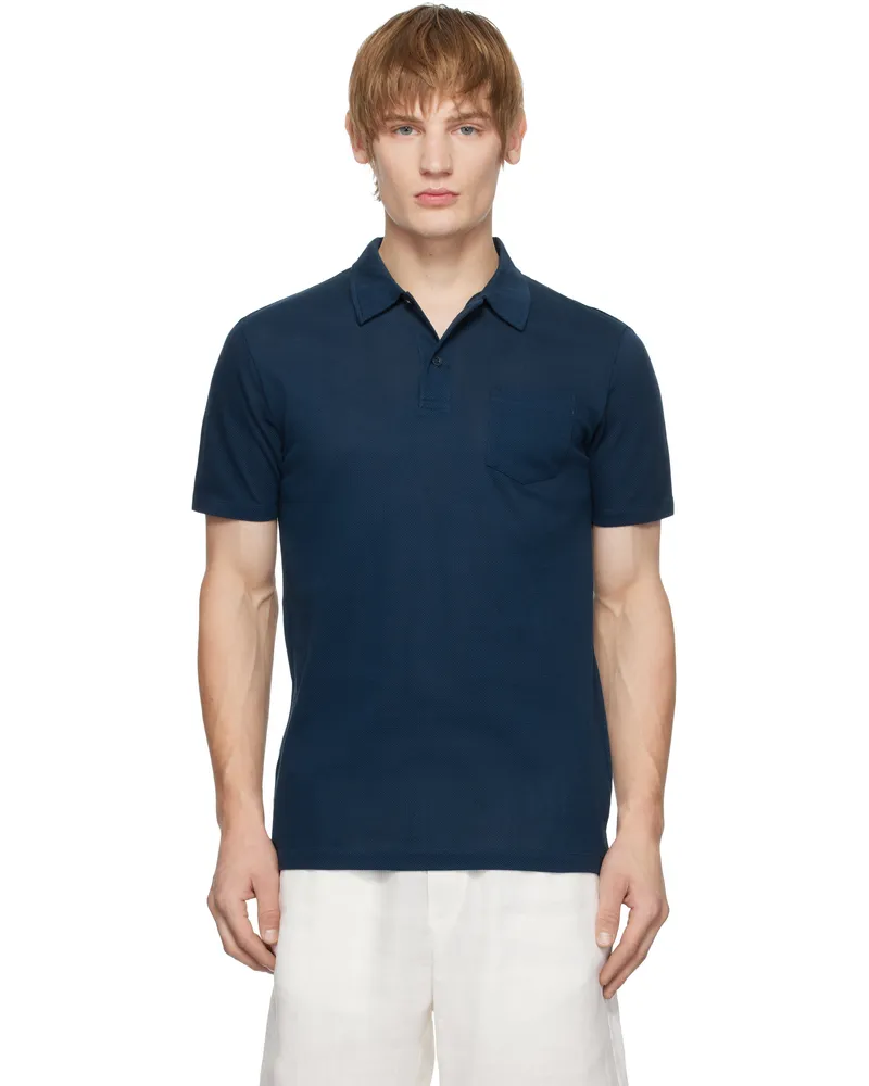 Sunspel Blue Riviera Polo Naval