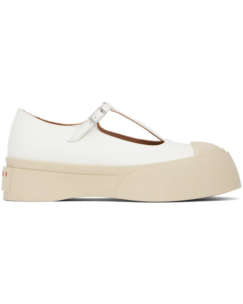 Marni White T-Bar Mary Jane Ballerina Flats 00w01