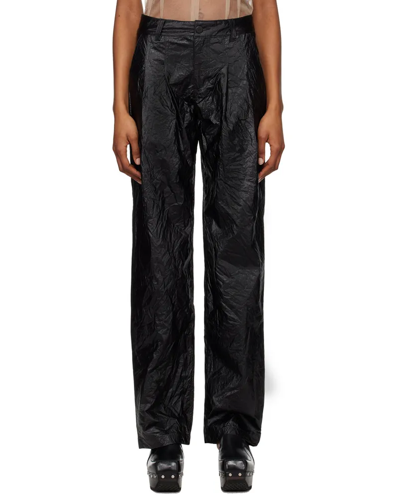 Eckhaus Latta Black Pleated Trousers Obsidian