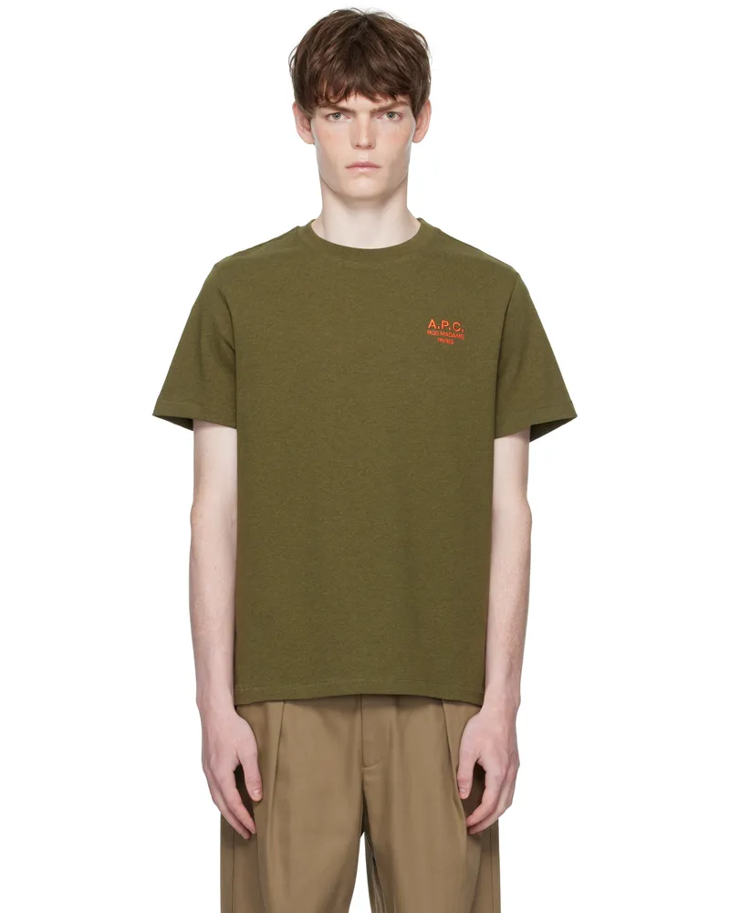 A.P.C. Khaki Standard 'Rue Madame' T-shirt Kaki