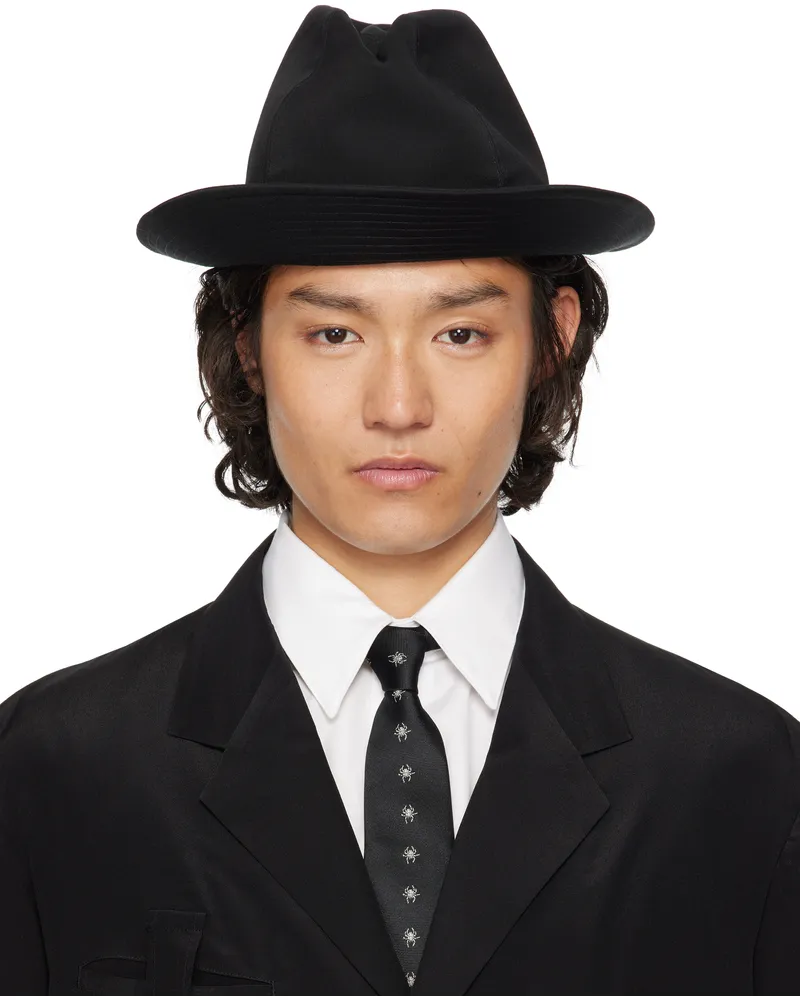 Yohji Yamamoto Black Wool Gabardine Fedora 2