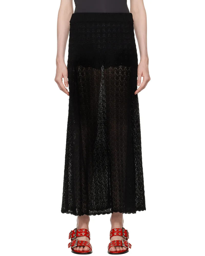 Ganni Black Pointelle Maxi Skirt 099