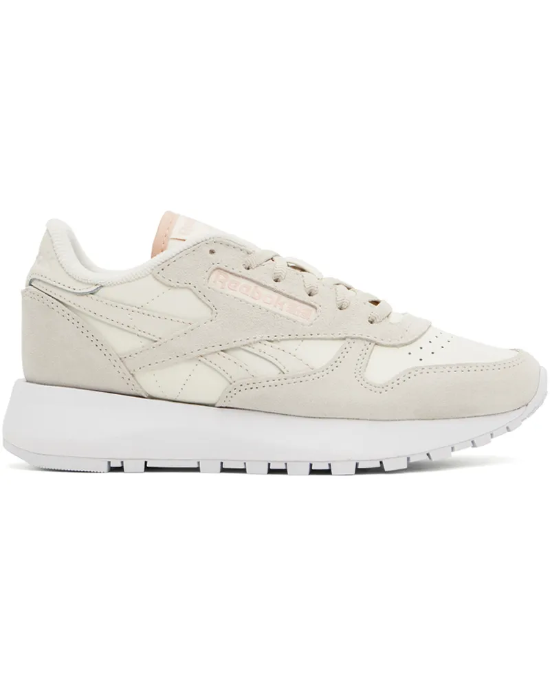 Reebok Off-White & Taupe Classic Leather Sneakers Bon