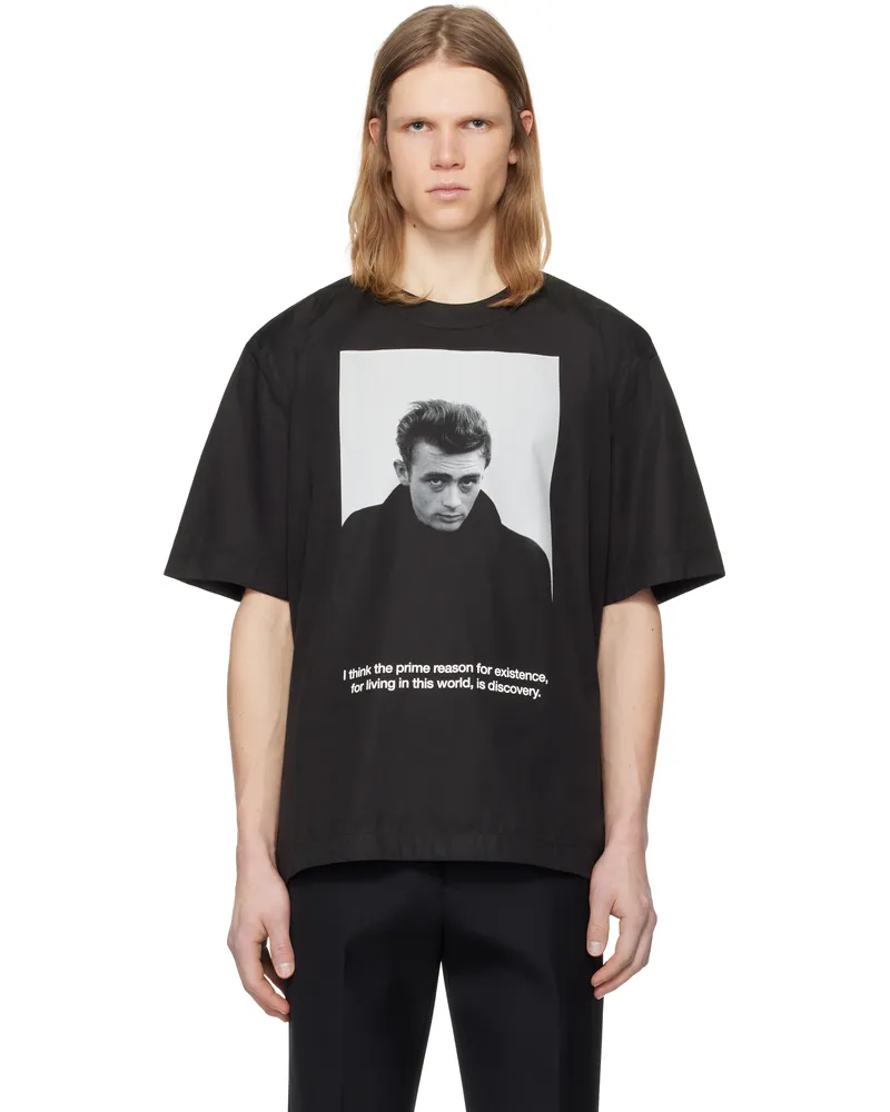 Sacai Black 'James Dean' Cotton Poplin T-shirt 001