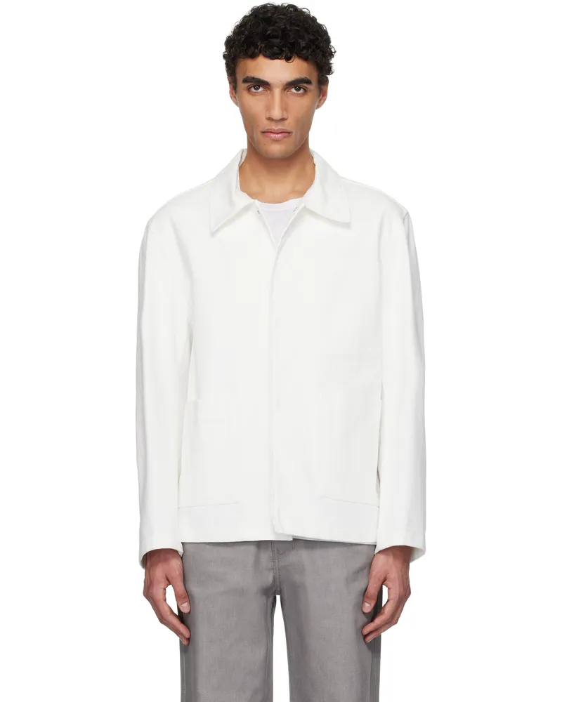 AMOMENTO White Pocket Denim Jacket White