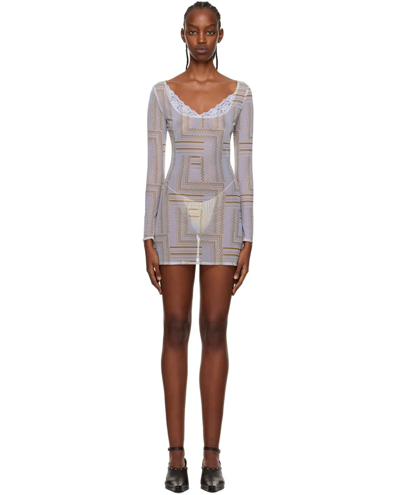 VAILLANT SSENSE Exclusive Blue Sheer Minidress Meshprint