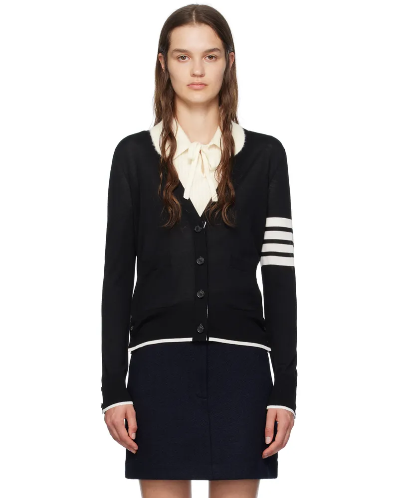 Thom Browne Black 4-Bar Cardigan 001