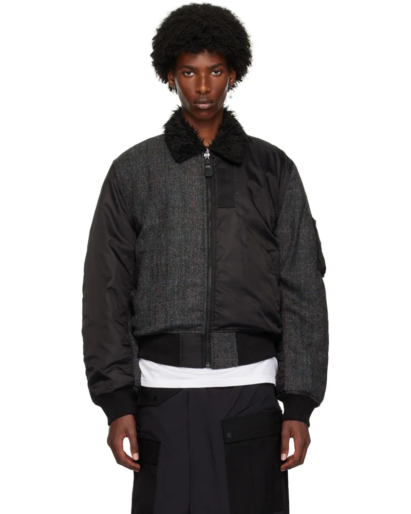 maharishi Black B15 Wool Flight Jacket Black