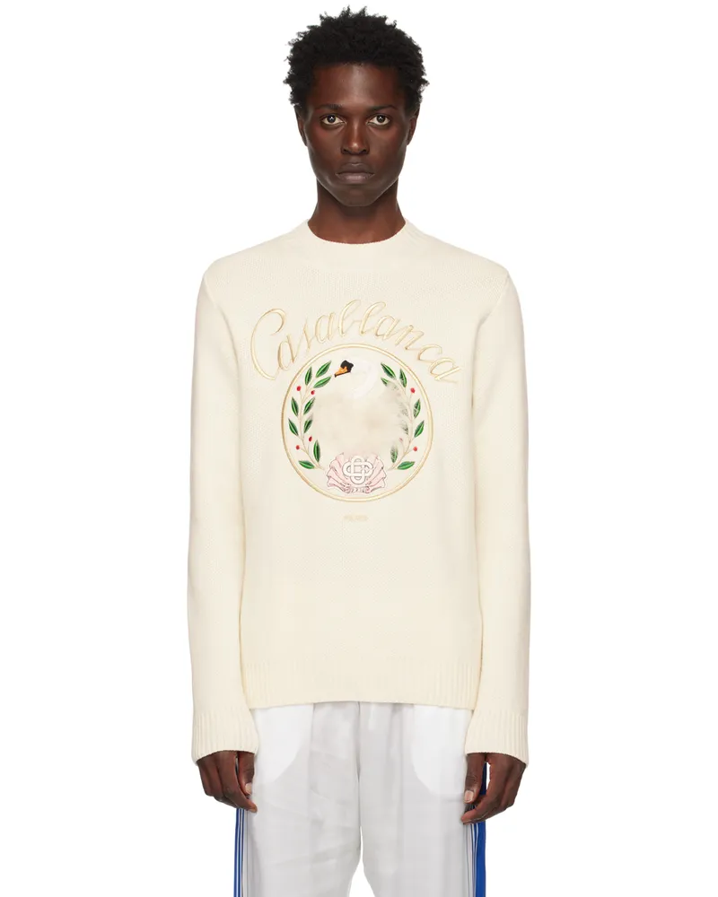 Casablanca Paris Off-White Emblem De Cygne Sweater White
