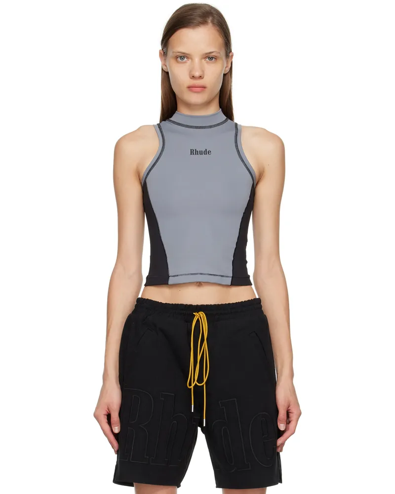 RHUDE Gray Overlock Stitch Top 0553