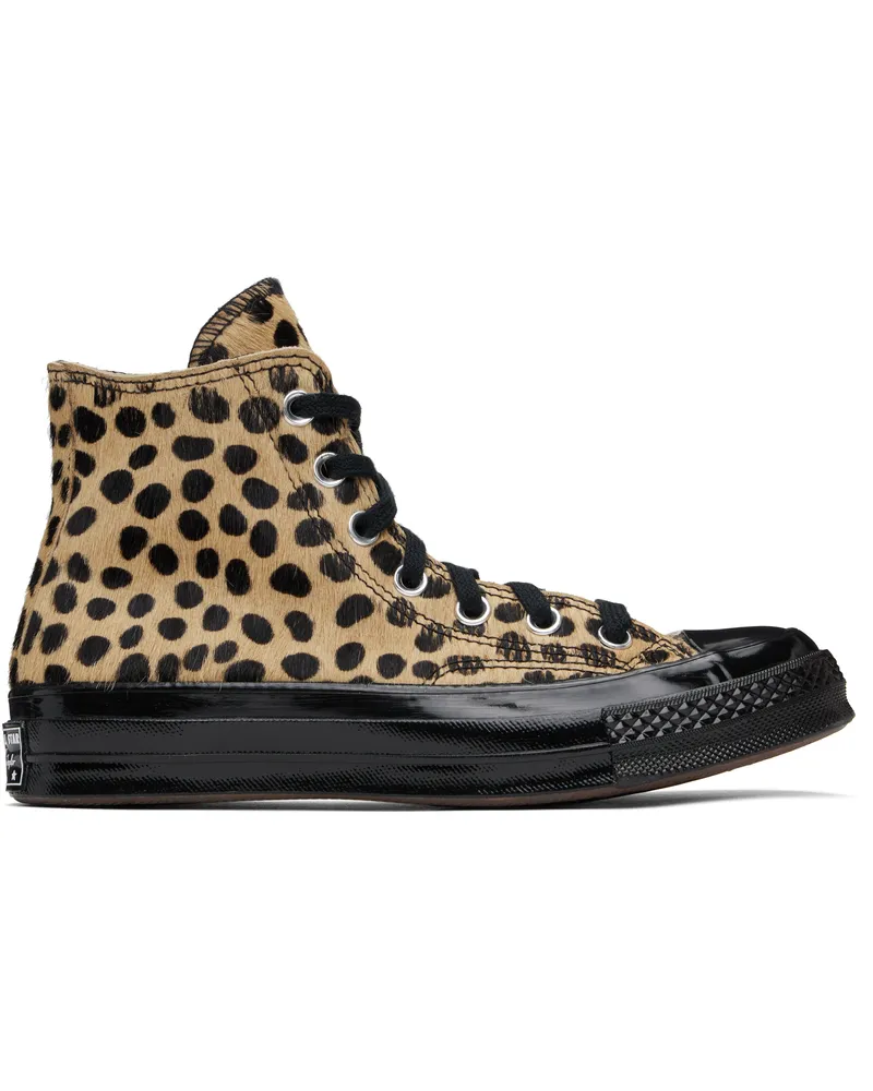 Converse Tan & Black Chuck 70 Pony Hair Sneakers Gold