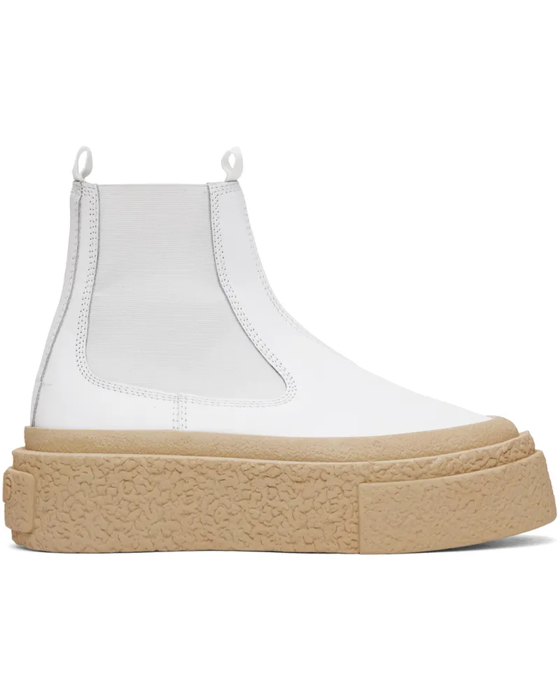 Maison Margiela White Leather Platform Chelsea Boots T1002