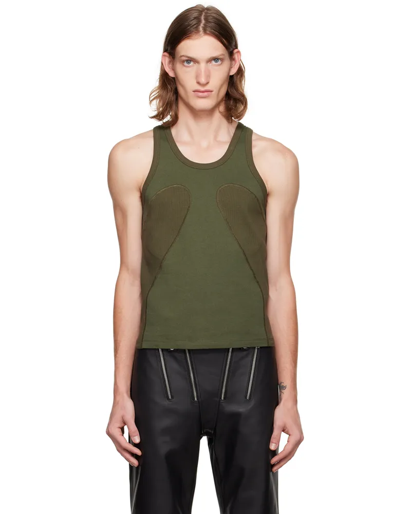 Dion Lee Khaki Rib Shift Tank Top Shadow