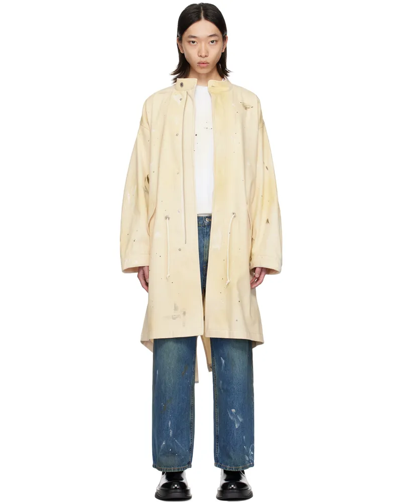 Helmut Lang Off-White Painted Denim Coat Ecru