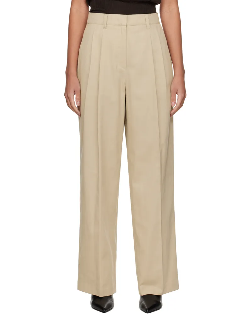 Dunst Beige Double-Pleated Chino Trousers Beige