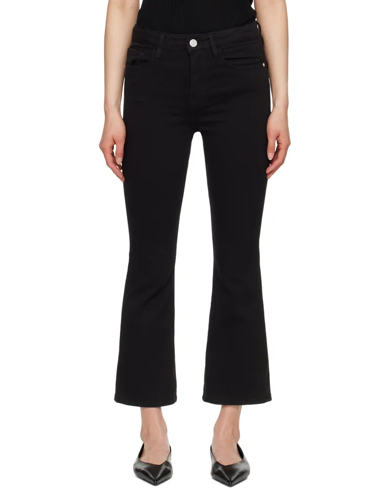 Frame Denim Black 'Le Crop Mini Boot' Jeans Flmn