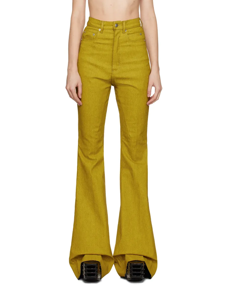 Rick Owens Yellow Porterville Bolan Bootcut Jeans 12
