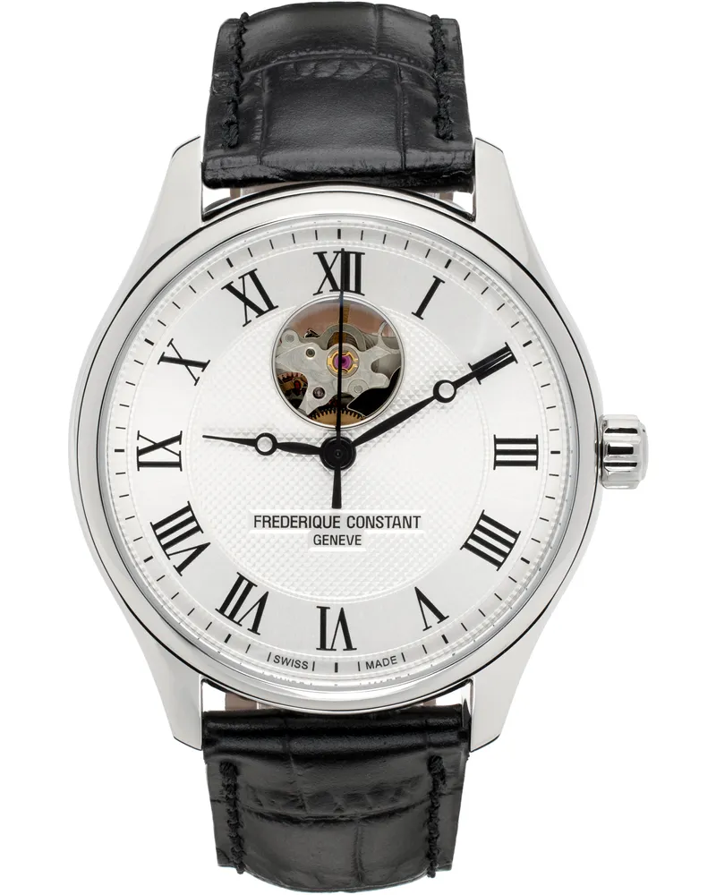 Frédérique Constant Silver & Black Classics Heart Beat Automatic Watch Black
