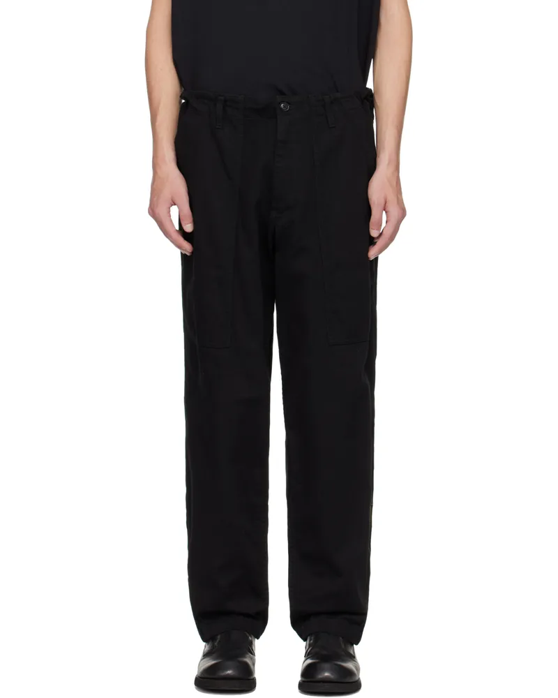 Yohji Yamamoto Black BS Katsuragi Hem Zip Painter Trousers Black