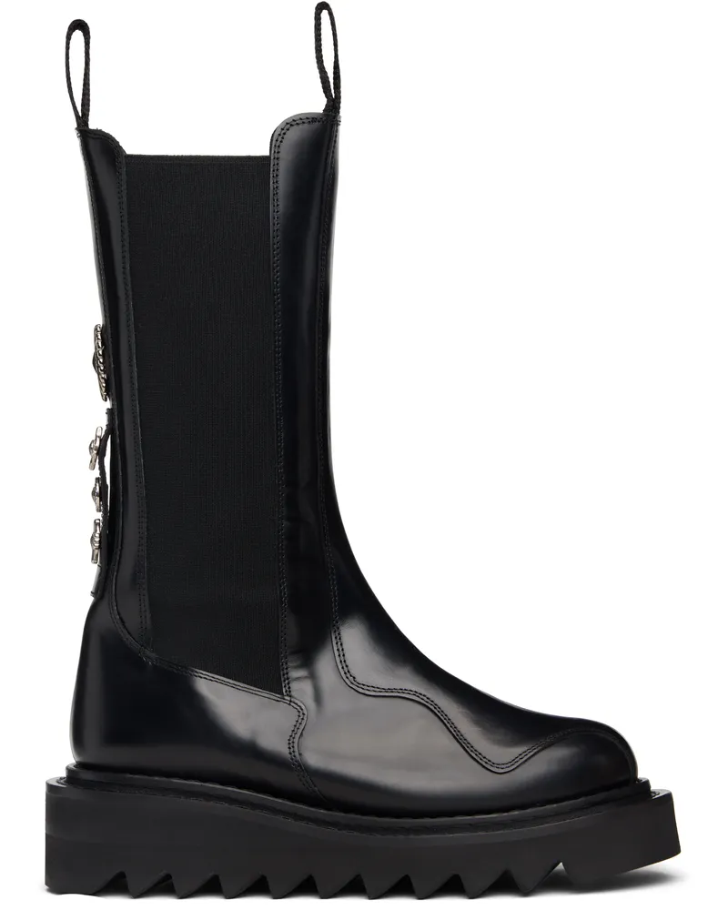 Toga SSENSE Exclusive Black Mid Calf Leather Chelsea Boots Aj1121