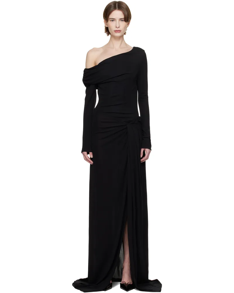 16ARLINGTON Black Polyta Maxi Dress Nero