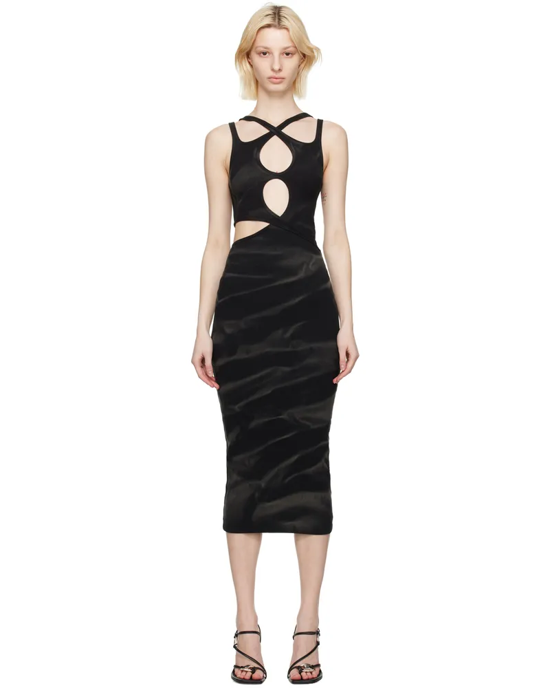 Dion Lee Black Interlink Midi Dress Washed