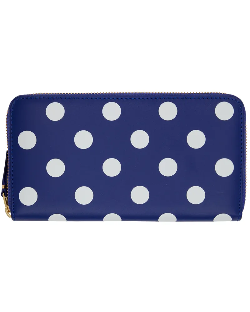 Comme des Garçons Navy Dots Zip Wallet Navy