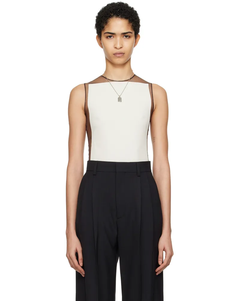 Courrèges Off-White & Brown Illusion Bodysuit B149