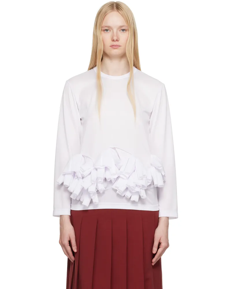 Comme des Garçons White Polyester Back Pin Mesh T-shirt 2-white